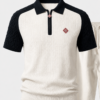 Black Casa Waffle Knit Zip Polo