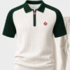 Green Casablanca Waffle Knit Zip Polo