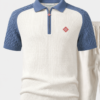 Blue Casablanca Waffle Knit Zip Polo
