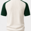Green Casablanca Waffle Knit Zip Polo