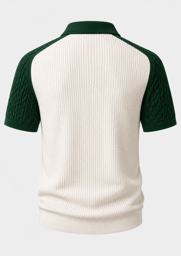 Green Casablanca Waffle Knit Zip Polo