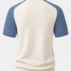 Blue Casablanca Waffle Knit Zip Polo