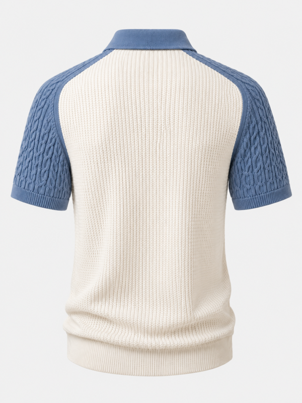 Blue Casablanca Waffle Knit Zip Polo