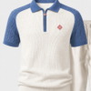 Blue Casa Waffle Knit Zip Polo